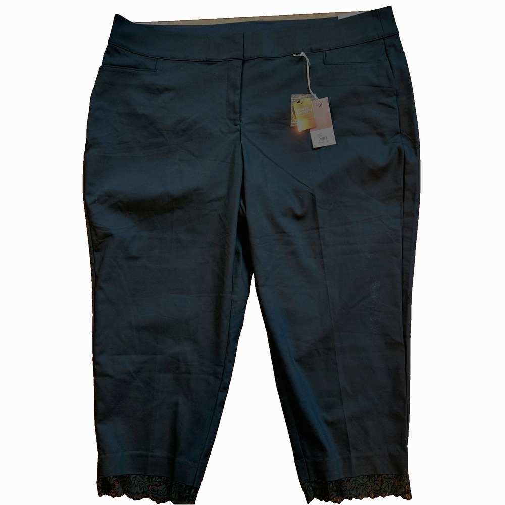 Lane Bryant Allie Green Slim Fit Lace Hem Ankle Pants 28 NWT Stretch Workwear